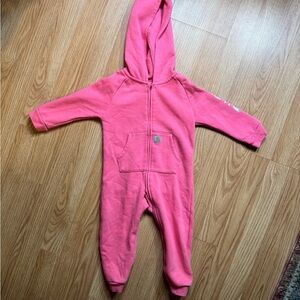 Carhartt Pink Lemonade Kids One Piece Footie Sweats Full Zipper 18 months